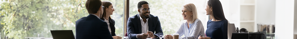 Adults sitting around conference table